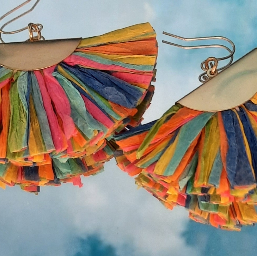 Colorful rainbow puffy earrings